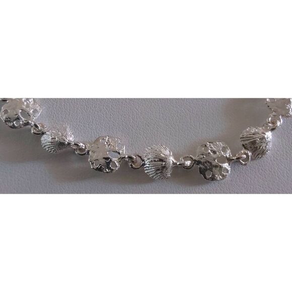 NEW~925 Sterling Silver Seashell & Sand Dollar Link Tennis Bracelet - Picture 3 of 6